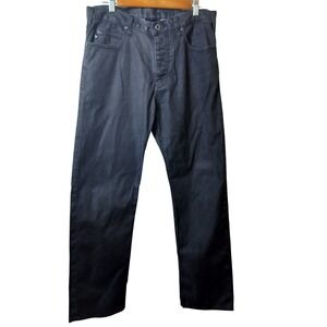 Emporio Armani Mens Black Coated Straight Leg Jeans Button Fly Size 34x31